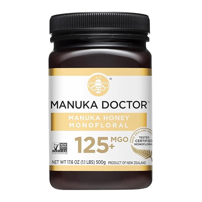 Manuka Doctor - MGO 125+ Manuka Honey Monofloral, 100% Pure New Zealand Honey. Certified. Guaranteed. Raw. Non-GMO (17.6 oz)