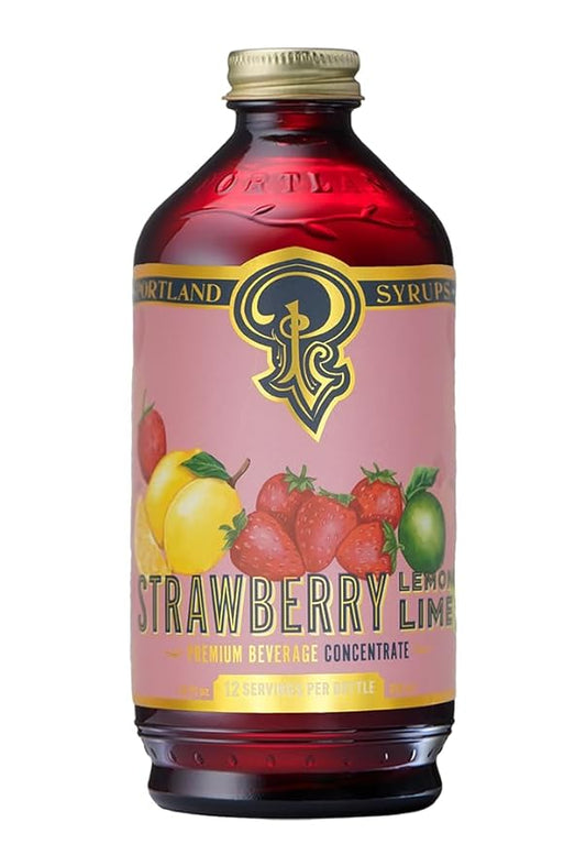 Portland Syrups Strawberry Lemon-Lime Syrup - Summer in a Glass with Tangy Citrus and Sweet Strawberries - Premium Beverage Concentrate for Cocktails, Standalone Sodas, and More - 12 oz with 24 Servings (Pack of 1)