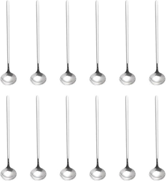 12 PCS Coffee Spoons, 18/8 Stainless Steel Espresso Spoons, 6.7 Inches Vogue Mini Tea Spoon, Cappuccino Stirring Small Spoon for Dessert, Ice Cream, Frosted Handle,Sweejar(Silver)