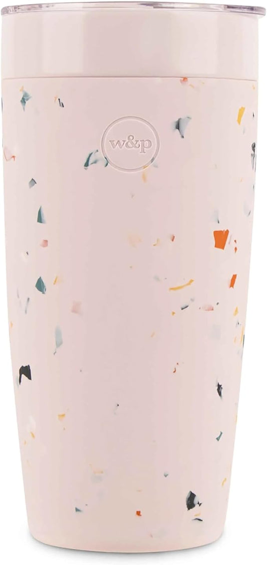 W&P Porter Insulated Tumbler 20 oz | No Metallic Aftertaste Ceramic Coated for Water, Coffee, & Tea | Wide Mouth Vacuum Insulated | Dishwasher Safe, Terrazzo Blush