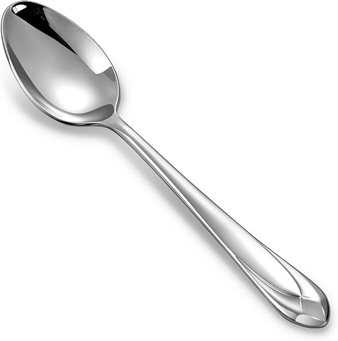 KEAWELL Premium Astra 4-Piece 6.4 inch Spoon Set – Mirror-Finished 18/10 Stainless Steel with Diamond-Faceted Handles Dishwasher Safe for Modern Dining (4, Teaspoons)