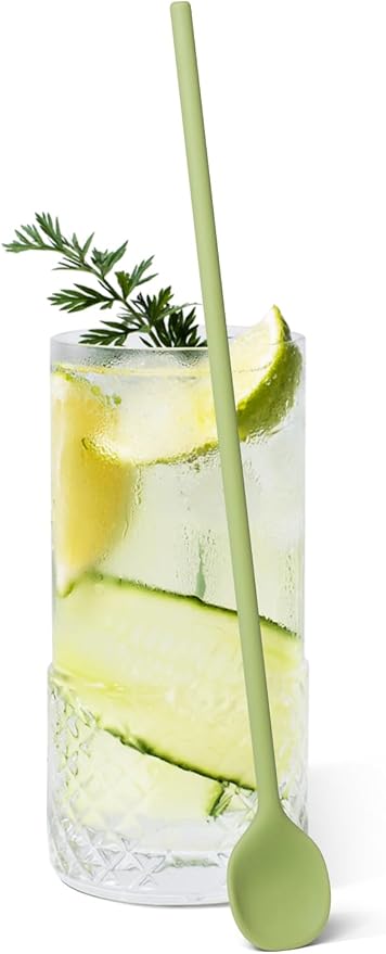 carrotez 9.9" Silicone coffee stirrer, Long Coffee Spoon, Reusable Iced Tea Spoon, Multipurpose Beverage Stirrier - Green