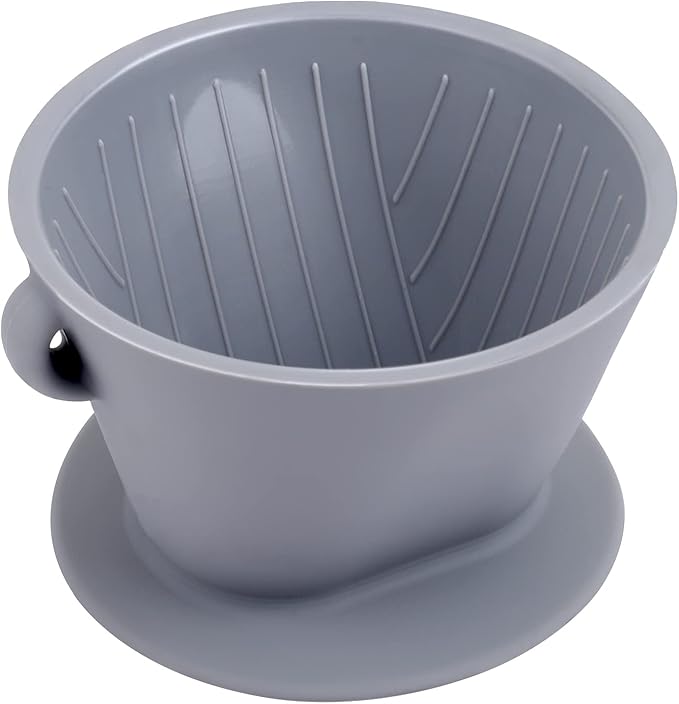 Segarty Silicone Coffee Dripper, Gray Single Cup Pour Over Coffee Maker with Storage Pouch, Size NO.2 Reusable Cone Drip Filter Holder Slow Brewer with 3 Holes for Travel, Camping, Backpacking