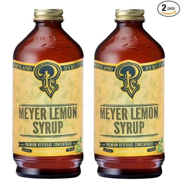 Portland Syrups Meyer Lemon Syrup - Premium Beverage Concentrate for Delicious Cocktails, Tea, Soda, Coffee Drinks, Baking, and More - 12 oz with 12 Servings (Pack of 2)