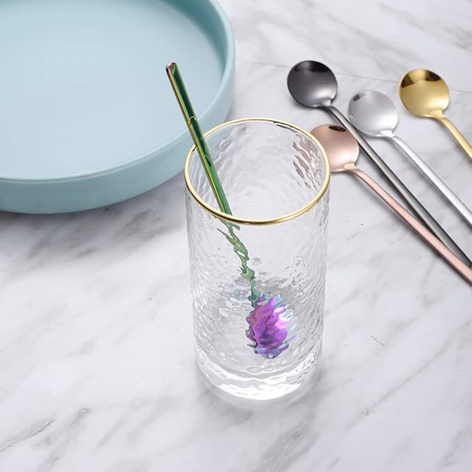 8 Pcs Rainbow Coffee Spoons Matte Frosted Handle Stainless Steel Espresso Spoons 5.3-Inch for Espresso Tea Coffee Ice Cream Sugar Dessert Cake