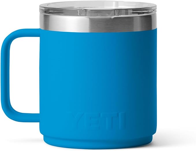 YETI Rambler 10 oz Stackable Mug, Vacuum Insulated, Stainless Steel with MagSlider Lid, Big Wave Blue