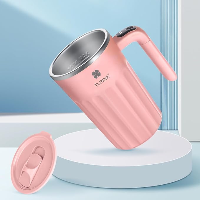 Drink Stirrer,Electric Mixing Mug,Electric Stirring Mug, Coffee Mug,Suitable for Coffee, Milk, Cocoa and Other Beverages (Pink, 16 oz)
