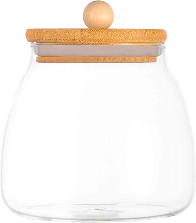Glass Canister with Lid Glass Jar with Airtight Bamboo Lid 20 OZ Apothecary Jar 600ml (G-M)