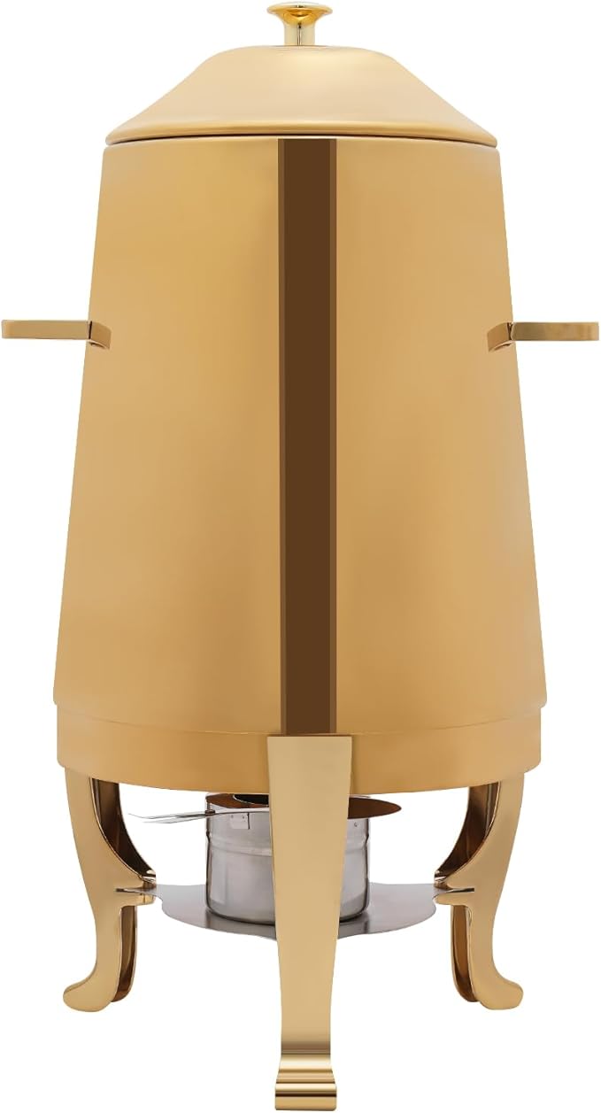 Stainless Steel Beverage Dispensers, Drink Dispenser with Fuel Holder & Base & Stainless Steel Faucet 3.4Gal Hot Beverage Dispenser, Commercial Coffee Urn for Hotels, Canteens（All Gold）