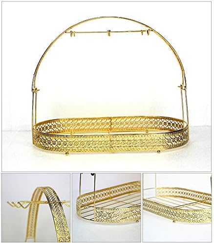 Mug Holder Coffee Cup Rack Stand Dishes Organizer Wrought Iron Drainer Storage Drying Rack for Counter Cabinet Table Kitchen Restaurant Office (Gold A)