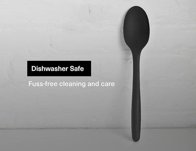 Misen Silicone Mixing Spoon - Professional-Grade, Dishwasher Safe - No Scratch Nonstick-Safe Kitchen Tool for Stirring, Scraping, and Serving - Stong, Durable, Heat Resistant - Black