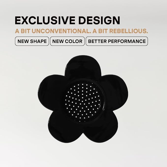 PHINOI Pour Over Coffee Dripper - Vietnamese Phin Filter – Single Cup Coffee Maker 1-2 Cup with Flower Design – Plastic Reusable Coffee Filter for Manual Brewing, Travel Friendly (Black)