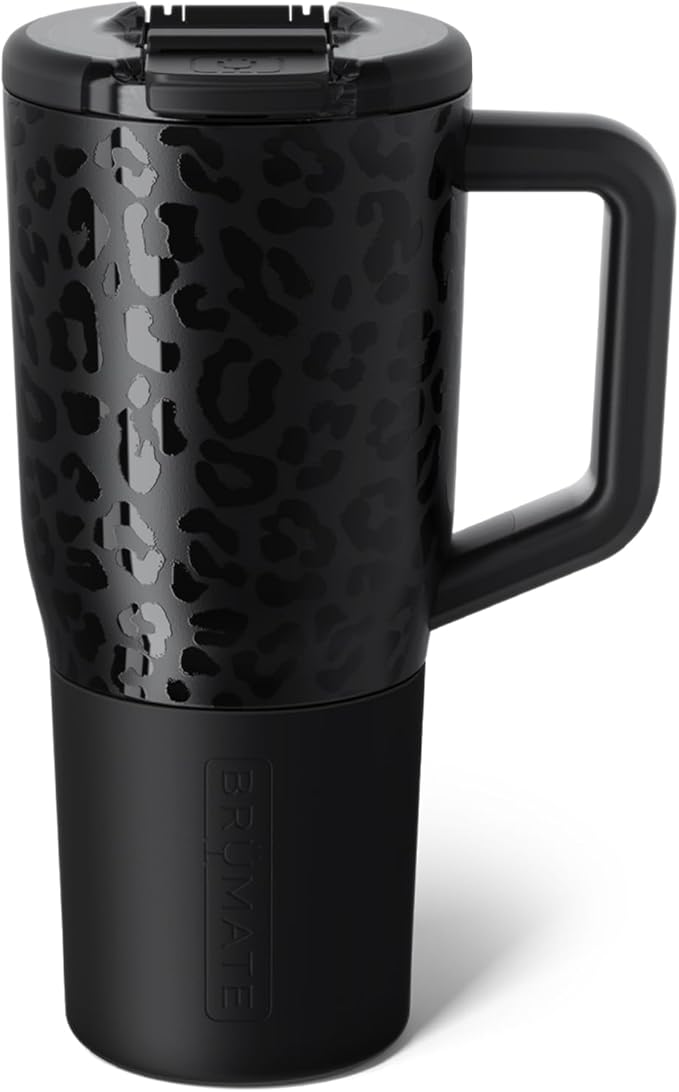 BrüMate Müv - 25oz 100% Leak Proof Insulated Coffee Mug with Handle & Lid - Stainless Steel Coffee Travel Mug - Double Walled Coffee Cup (Onyx Leopard)