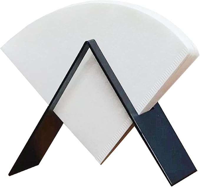 MIAO JIN Coffee Filter Paper Holder,Stainless Steel Coffee Paper Storage Container Dispenser Rack Coffee Filter Stand (Black)