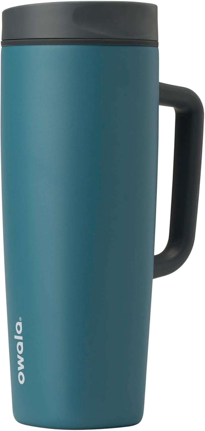 Owala SmoothSip Slider Stainless Steel Insulated Travel Mug with handle, 100% Leak Proof, For Hot and Cold Drinks, Travel Friendly with Sliding Lock Lid, 24 oz, BPA Free, Leak Proof, High Dive