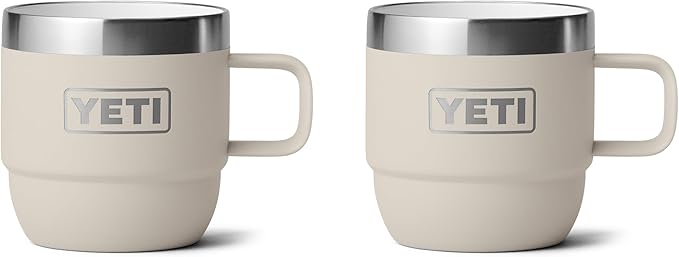 YETI Rambler 6 oz Stackable Mug, Stainless Steel, Vacuum Insulated Espresso/Coffee Mug, 2 Pack