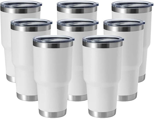 HASLE OUTFITTERS 30oz Stainless Steel Tumbler, Double Wall Vacuum Insulated Travel Mug Tumbler, Durable Insulated Coffee Mug, Gift Box Set （Glacier, 8