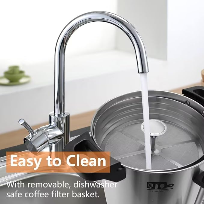 95 Cup 16L/4.23Gallon Commercial Coffee Urn, Festa Essential 1500W Large Percolate Coffee Maker, Hot Beverage dispenser With Double Dripless Faucet,Quick-Brewing Hot Water Urn for Catering,Home,Events