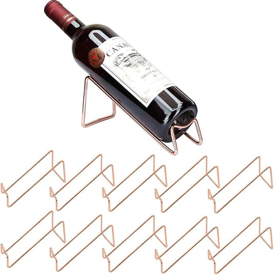 10 Pcs Metal Wine Rack Freestanding, for Hosting Holidays, Housewarming, Bridal Shower, Outdoor or Indoor staged Events or Parties. (Rose Gold)