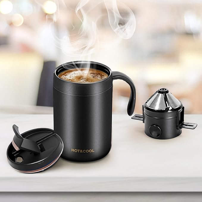 Camping Coffee Maker Pour Over Coffee Maker Set, 16oz Camp Pour Over Set, Pour Over Coffee Maker Camping, Includes Filter and Spoon, Portable Coffee Kit for Travel, Camping, Offices, Backpacking