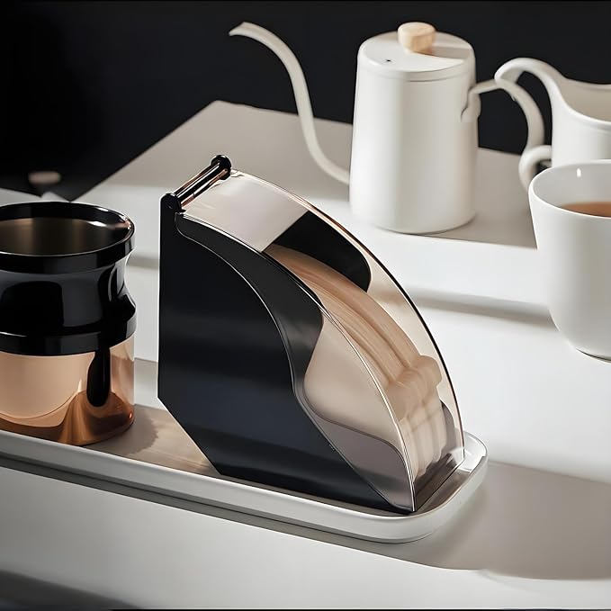 Coffees Filters Holder, Coffee Filter Storage Container with Dustproof Cover Filter Paper Storage Box Perfect for V60 Coffee Filters for Coffee Shop, Home, Office. (Black)