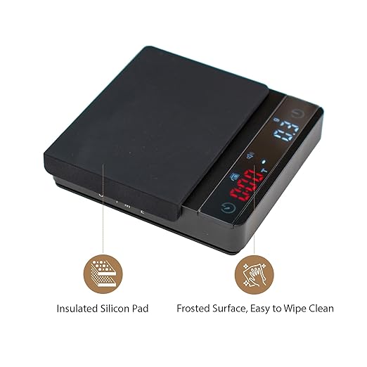 MiiCoffee Nano Pro Coffee Scale with Timer, Espresso Scale with Auto Tare, Aluminum Body, Touch Sensor and Silicone Cover (Black)