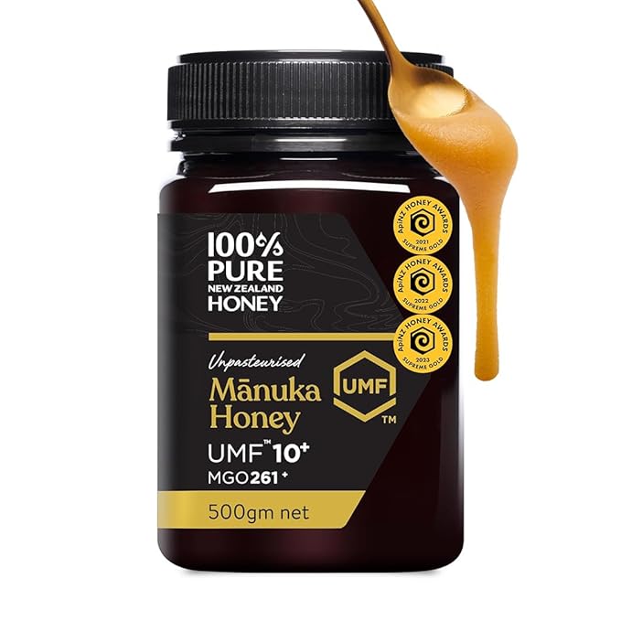 Manuka Honey UMF 10+ (MGO 261+) 100% Pure New Zealand - Certified, Raw, 17.6 Oz (500g)