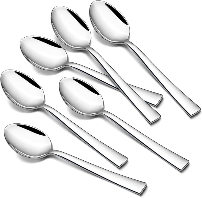 TeamFar Teaspoon Set of 6, 6.7 Inch Stainless Steel Mini Tea Spoons, Small Spoon Silverware for Coffee Tea Soup Dessert, Non-Toxic & Heavy Duty, Mirror Polished & Dishwasher Safe