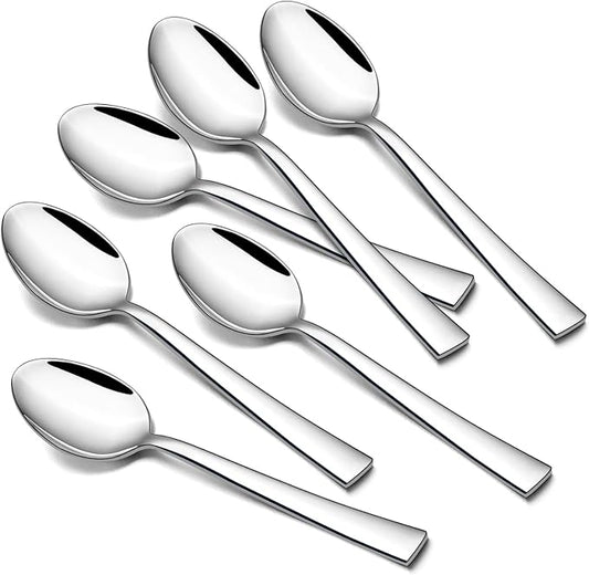 TeamFar Teaspoon Set of 6, 6.7 Inch Stainless Steel Mini Tea Spoons, Small Spoon Silverware for Coffee Tea Soup Dessert, Non-Toxic & Heavy Duty, Mirror Polished & Dishwasher Safe