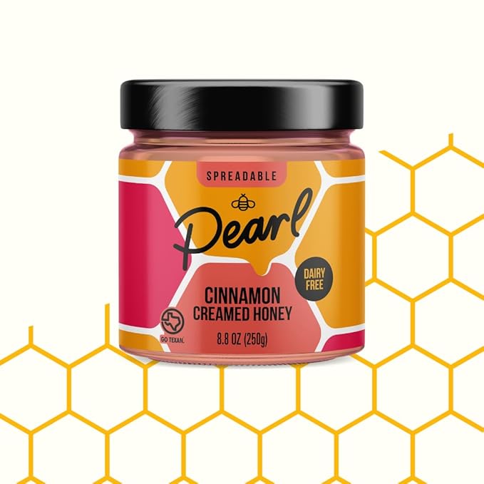 Pearl Honey Spreads - Organic Cinnamon Flavored Creamed Raw Honey - Chemical Free, Dairy Free, Soy Free & 100% Naturally Flavored | 8.8oz Jar