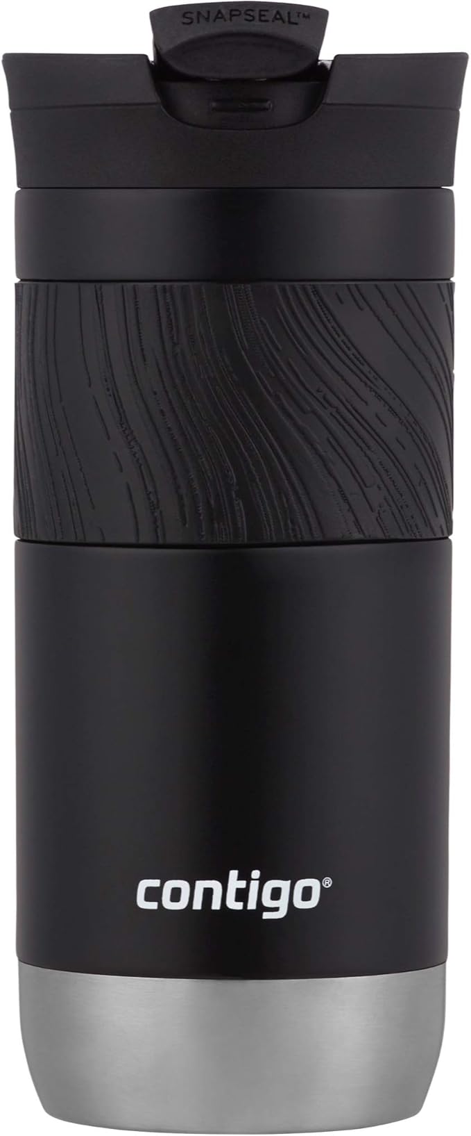 Contigo Byron Vacuum-Insulated Stainless Steel Travel Mug with Leak-Proof Lid Reusable Coffee Mug or Water Bottle BPA-Free 16oz Licorice Keeps Beverages Hot for 6 Hours or Cold for 12 Hours