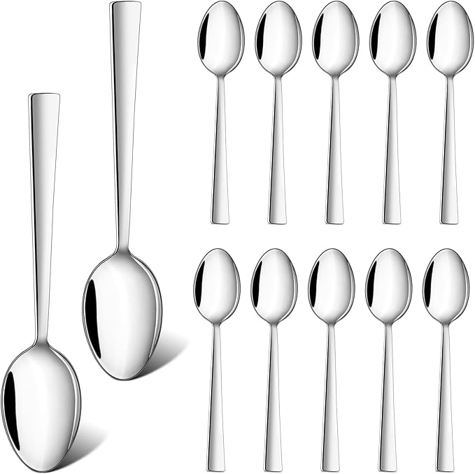 TeamFar Teaspoon Set of 12, 6.7 Inch Stainless Steel Mini Tea Spoons, Small Spoon Silverware for Coffee Tea Soup Dessert, Non-Toxic & Heavy Duty, Mirror Polished & Dishwasher Safe