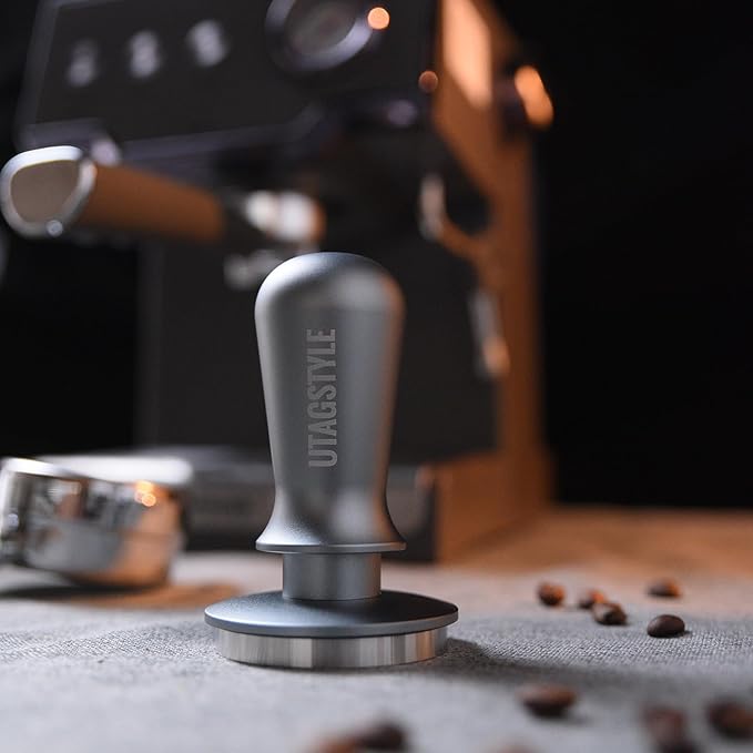 53.3mm Espresso Tamper Coffee Tamper with Calibrated Spring Loaded Barista Espresso Hand Tamper Stainless Steel Flat Base Leveling Coffee Press Tamper Fits for 54mm Portafilter Basket