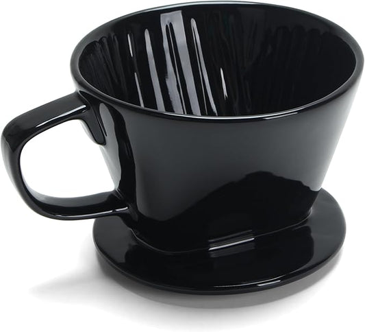 Ceramic Pour Over, Black Ceramic Pour Over Coffee Dripper, 3 Holes, Single Small Coffee Dripper for Office, Home, Travel, Camping
