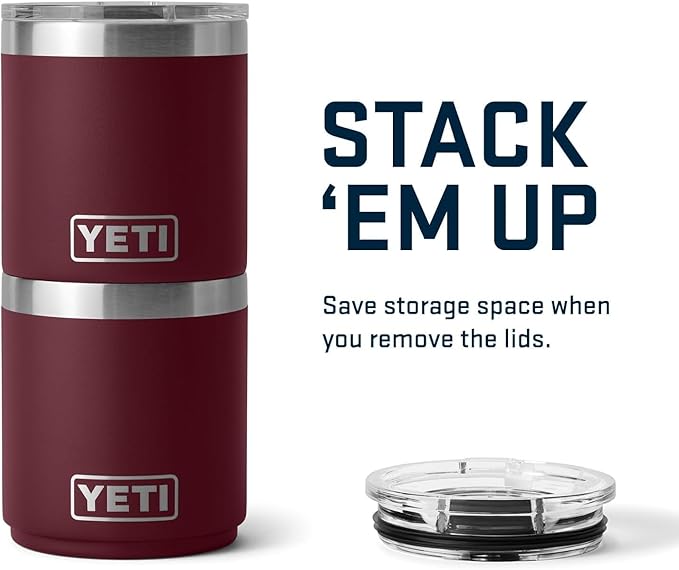 YETI Rambler 10 oz Stackable Lowball 2.0, Vacuum Insulated, Stainless Steel with MagSlider Lid, Wild Vine Red