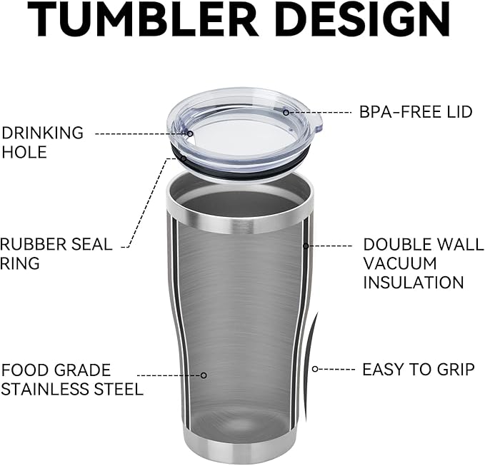 DOMICARE 20oz Tumbler with Lid Stainless Steel Tumblers Bulk, Double Wall Vacuum Insulated Coffee Travel Mug Powder Coated Tumbler, 12 Count (Pack of 1) White