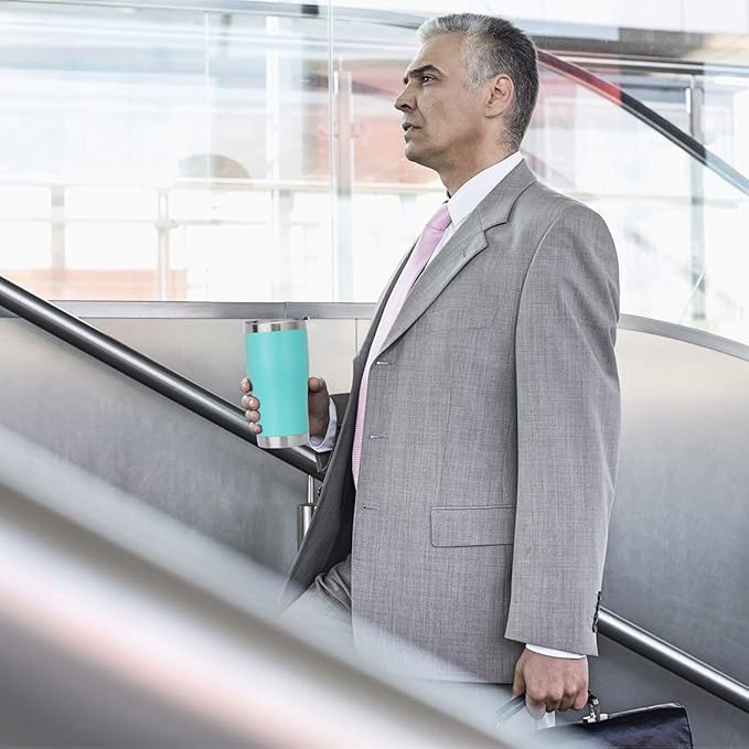 DOMICARE 20oz Tumbler with Lid Stainless Steel Tumblers Bulk, Double Wall Vacuum Insulated Coffee Travel Mug Powder Coated Tumbler, 12 Count (Pack of 1) Light Blue