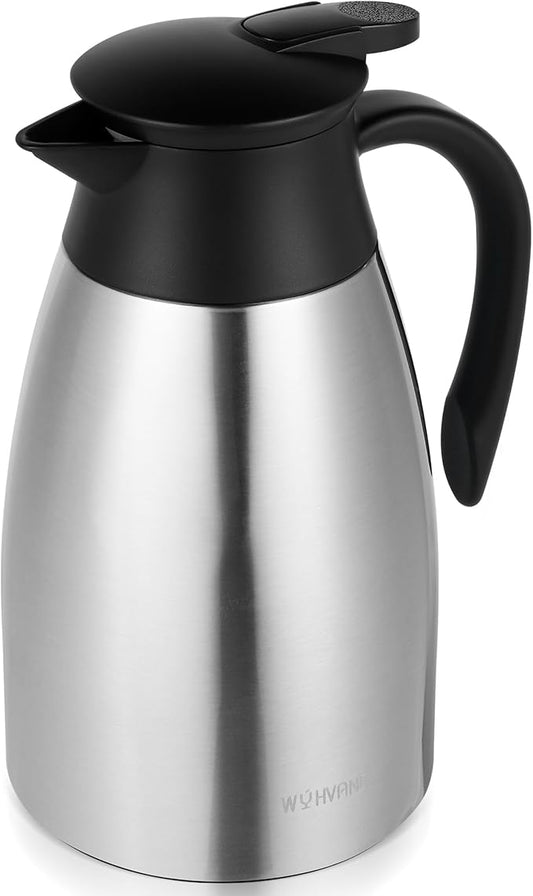 51 Oz Thermal Coffee Carafe, Stainless Steel Insulated Vacuum coffee crafts to keep coffee hot, 1.5 Liter Tea Water Coffee and Beverage Dispenser (Silver)