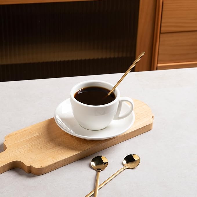 6 PCS Coffee Spoons, 18/8 Stainless Steel Espresso Spoons, 6.7 Inches Vogue Mini Tea Spoons, Cappuccino Stirring Spoons, Small Spoons for Dessert, Ice Cream, Frosted Handle,Sweejar(Gold)