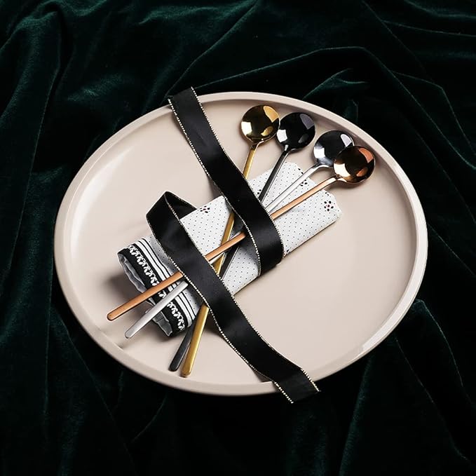 Sweejar 9.5-Inch Long Handle Ice Tea Spoons, Ice Cream Spoon, Coffee Spoon, 18/8 Stainless Steel Spoons for Cocktail Stirring, Mixing, Tea, Pack of 6 (Gold)