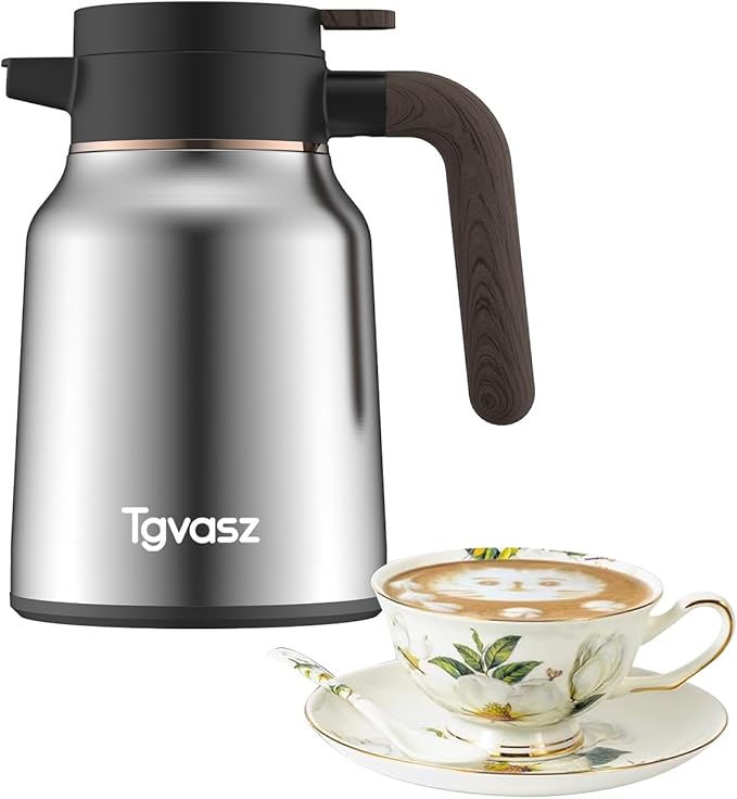 34 Oz Carafes for Hot Liquid, Stainless Steel Insulated Vacuum Thermal Coffee Carafes For Keeping Hot, 1 Liter Coffee Dispenser(silver)