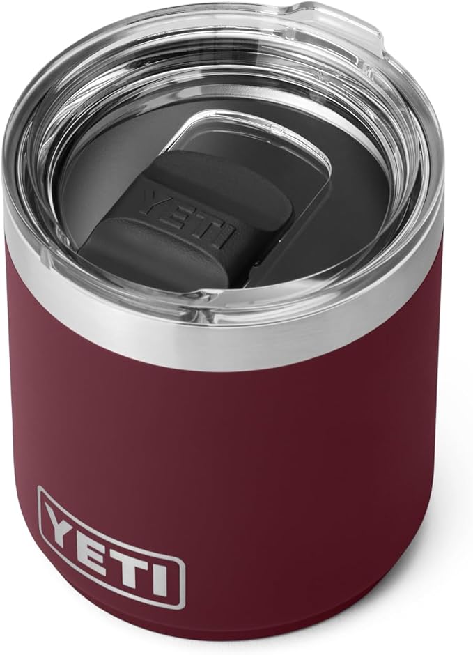 YETI Rambler 10 oz Stackable Lowball 2.0, Vacuum Insulated, Stainless Steel with MagSlider Lid, Wild Vine Red