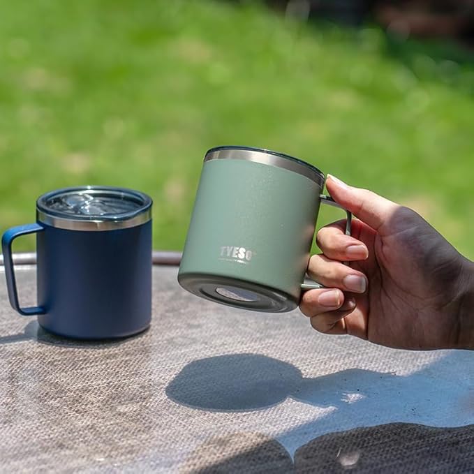 TYESO 14 oz Vacuum Insulated Mug Cup Stainless Steel Mug Coffee Mug with Lid Heat Insulation Cooling Direct Drip (Pink)