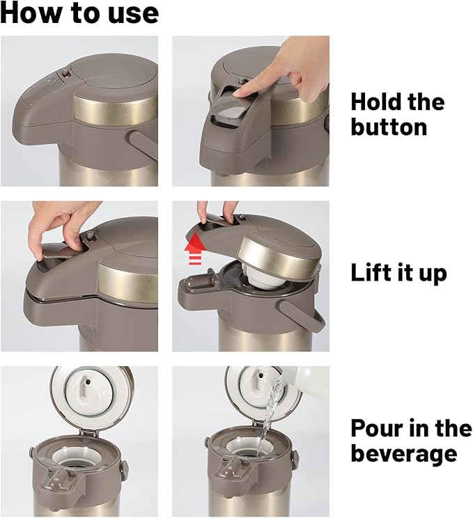 OJOJ 4L/133OZ Thermal Coffee Carafe with Pump, Thermal Beverage Dispenser, Coffee Airpot Stainless Steel Coffee Carafe for Hot Drinks Silver