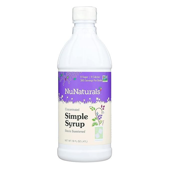 NuNaturals Stevia Simple Syrup, Sugar-Free Sweetener, Plant-Based Sugar Substitute, Zero Calorie, 16 oz