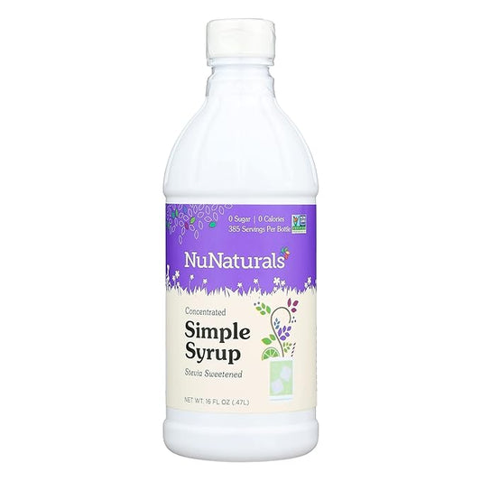 NuNaturals Stevia Simple Syrup, Sugar-Free Sweetener, Plant-Based Sugar Substitute, Zero Calorie, 16 oz