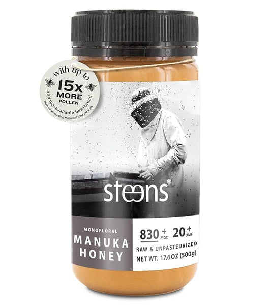 Steens Manuka Honey - MGO 830+ - Pure & Raw 100% Certified UMF 20+ Manuka Honey - Bottled and Sealed in New Zealand - 17.6 Ounce (Pack of 1) New Version