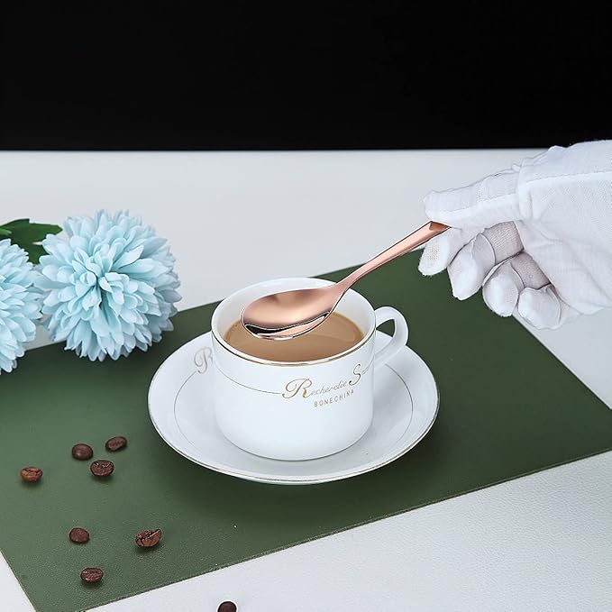 Copper Demitasse Espresso Spoons, 5.5'' Mini Coffee Spoons, Set of 6, Dishwasher Safe