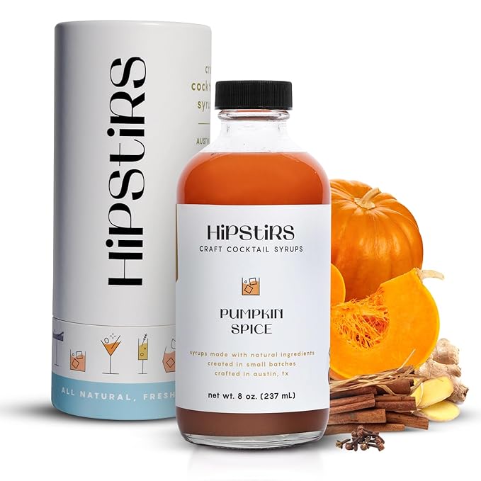 HipStirs Pumpkin Spice Syrup - Our Mix uses Real Ingredients like Pumpkin Puree to Make it a Perfect Spice Latte Mix - Real Infused Syrup (8 Fl Oz)