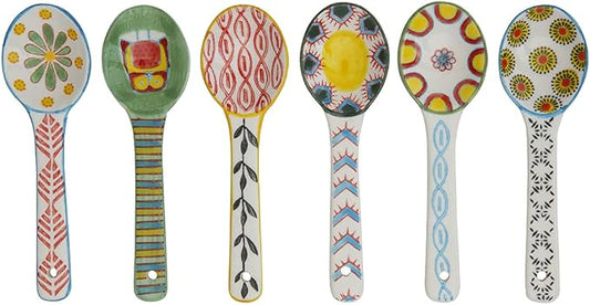 Ceramic Coffee Spoons Set of 6 – Multipurpose Teaspoons for Espresso/Tea/Dessert | Assorted Bright Colors, Lead-Free | Dishwasher/Microwave Safe | Cute Decorative Spoons for Kitchen & Gifts